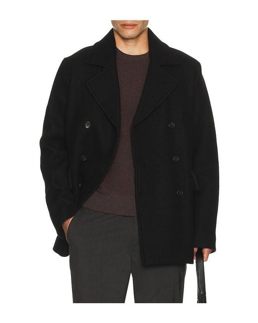Vince Black Wool Peacoat for men