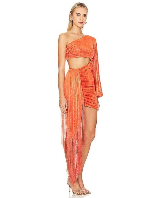 Nadine Merabi Orange One Shoulder Cut Out Mini Dress