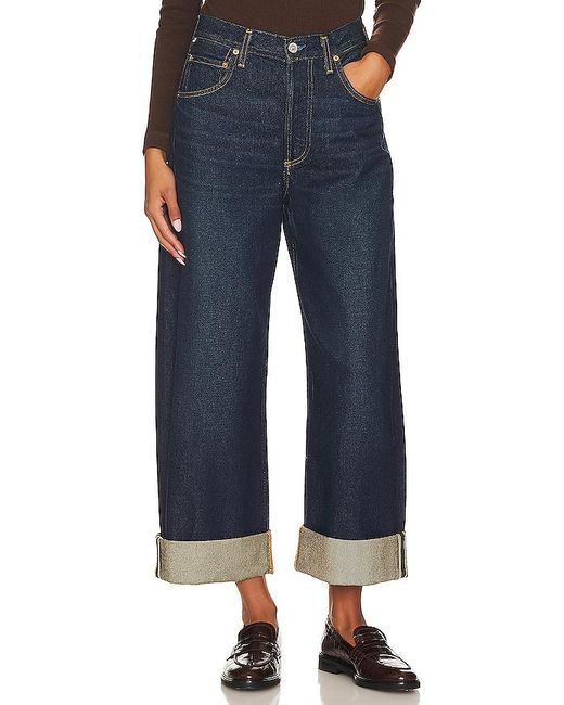Citizens of Humanity Blue HOSE MIT BAGGY-PASSFORM IN CROPPED-LÄNGE MIT SAUMUMSCHLAG AYLA