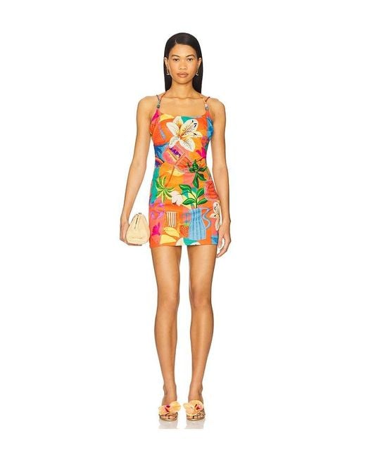 Kulani Kinis Orange Beaded String Mini Dress