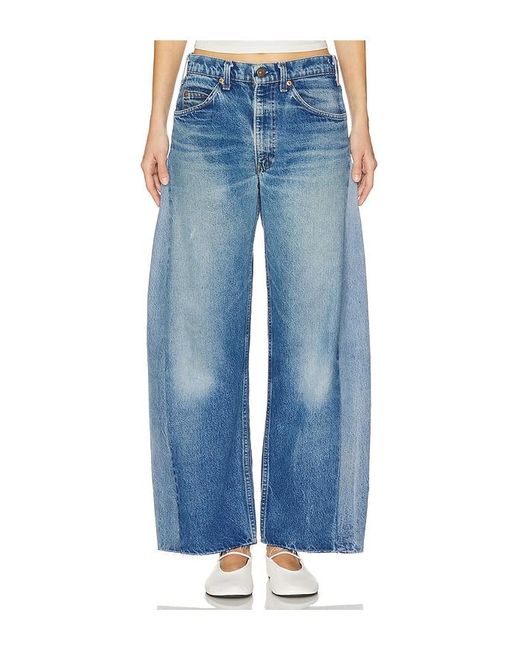 aligrace Barrel Customs Undone Hem ワイドレッグ. Size 27, 29, 31, 32, 33, 34 Blue