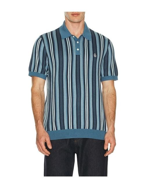 Original Penguin Blue Vertical Stripe Polo for men