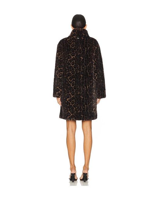 Apparis Black Blair Leopard Mid Length Coat