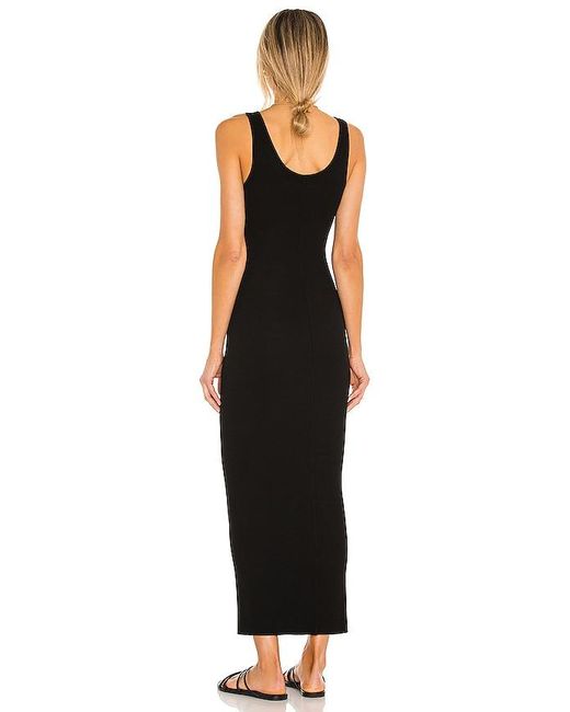 Enza Costa Black Silk Rib Ankle Length Tank Dress
