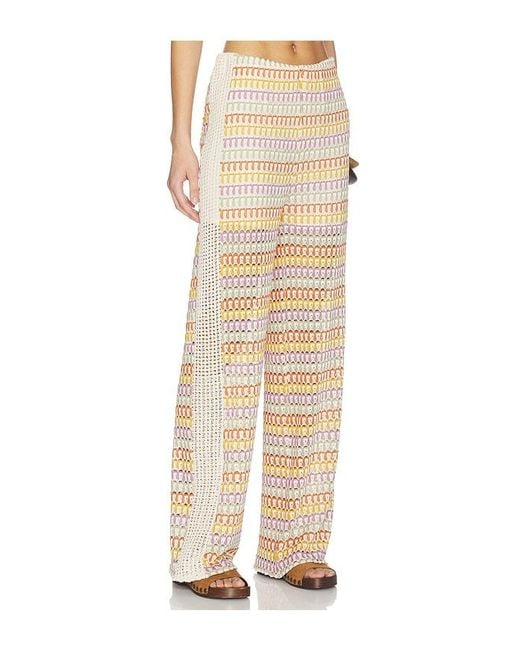Central Park West Natural Celine Crochet Mid Rise Pants