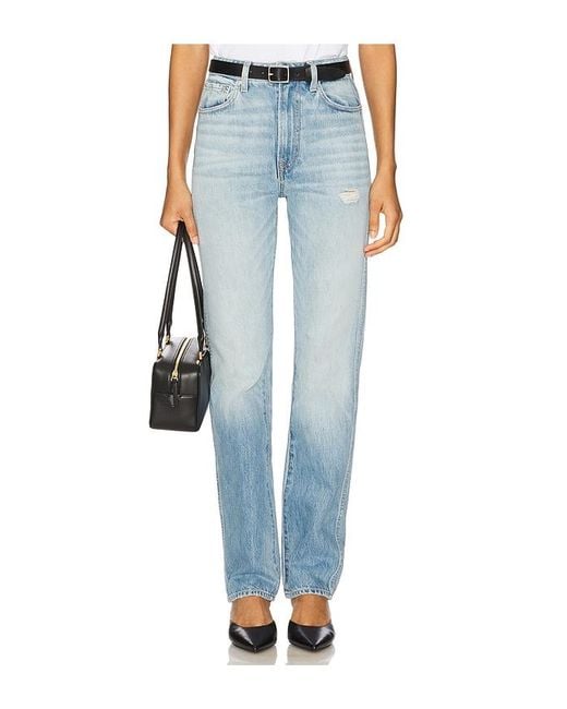 GRLFRND Blue Sara Super High Rise Straight Jeans
