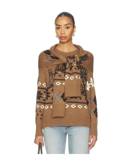 Monse Brown Fair Isle Crewneck Sweater With Scarf