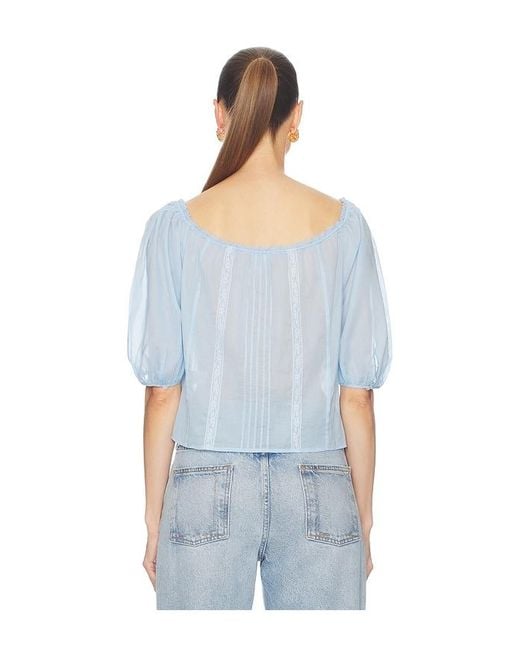 Helsa Blue Voile Peasant Blouse