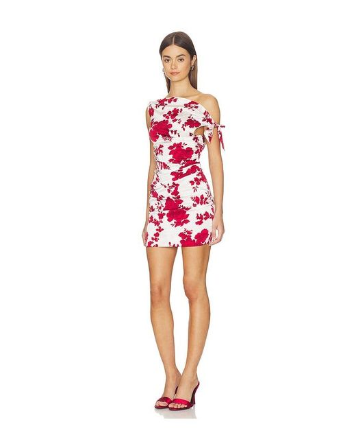 SWF Red Ruched One Shoulder Mini Dress