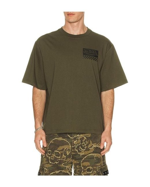 Von Dutch Green Originals Eagle Boxy Crop Tee for men