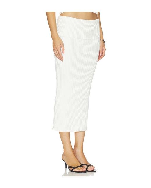 L'academie White 'Academie Jordin Foldover Rib Midi Skirt