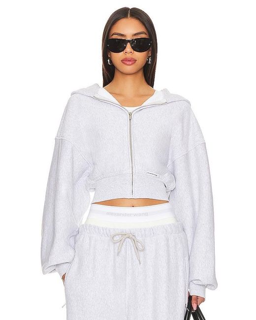 Alexander Wang クロップドジップアップフーディ White