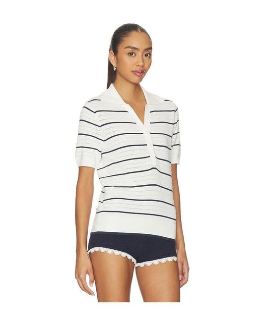 Varley White Wren Knit Polo Top