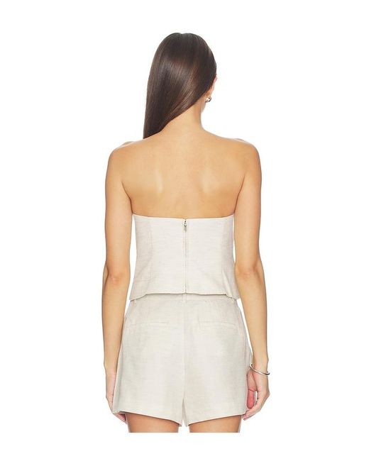 GOOD AMERICAN White Linen Strapless Top