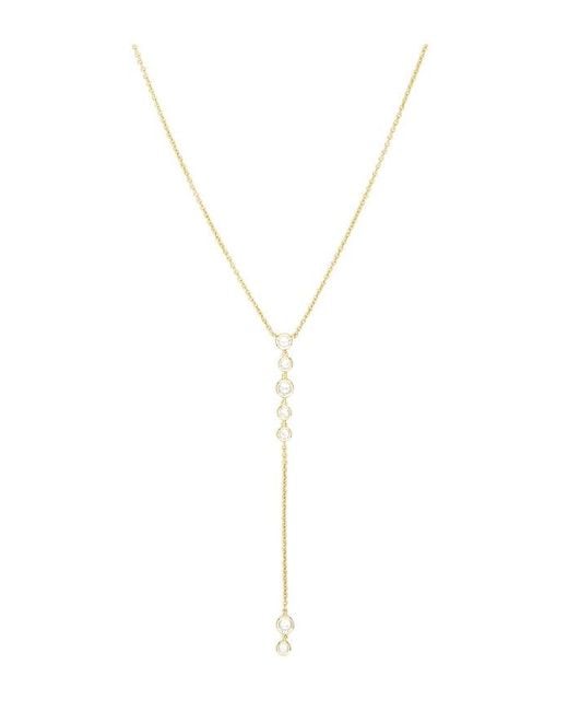 By Adina Eden White Multi Bezel Stone Drop Lariat Necklace