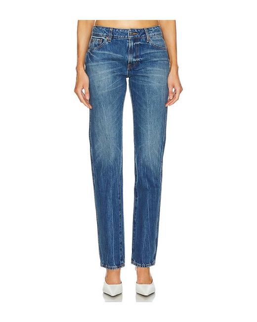 GRLFRND Blue Isabel Low Rise Straight Jeans