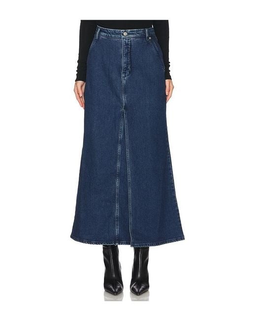 GOOD AMERICAN Blue Fit And Flare Denim Maxi Skirt