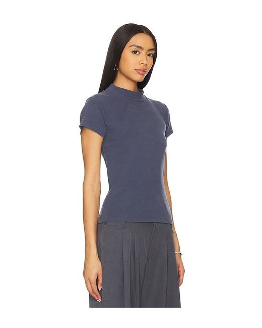 Bobi 1X1 Rib Mock Tee Blue