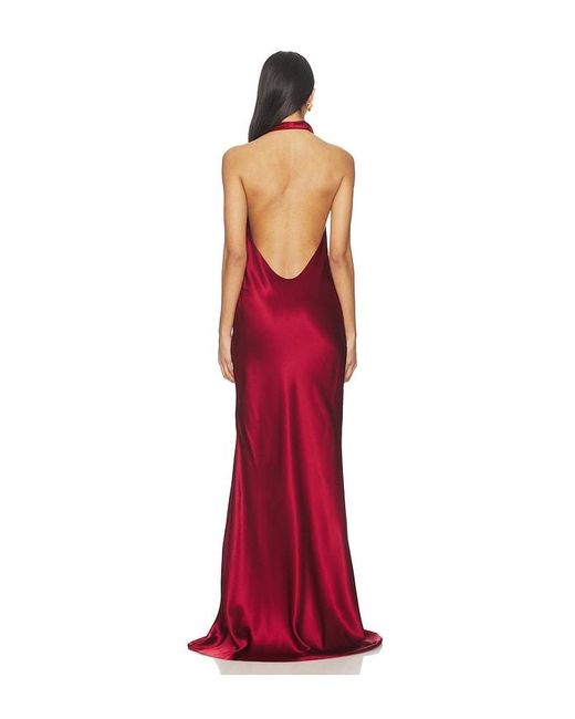 The Sei Red Halter Drape Bias Gown