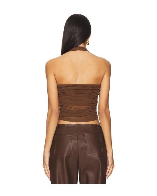 SOVERE Brown Thea Mesh Top