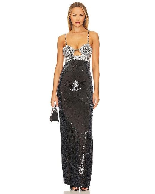 PATBO Black Hand Beaded Sequin Gown