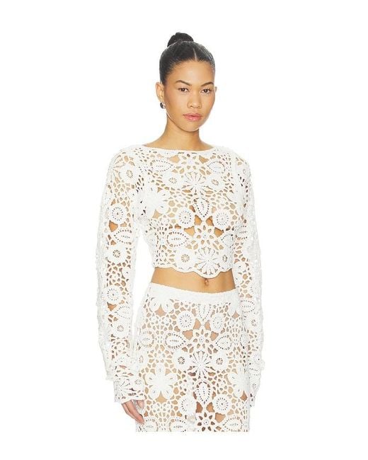 SNDY'S Natural Tala Crochet Top