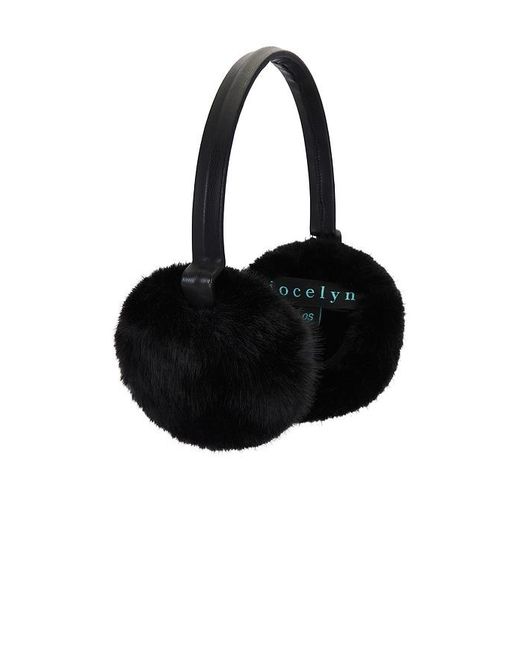 Jocelyn Black Faux Mink & Leather Earmuffs