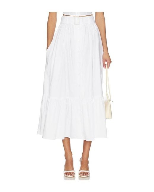 Matthew Bruch White Button Down Midi Skirt