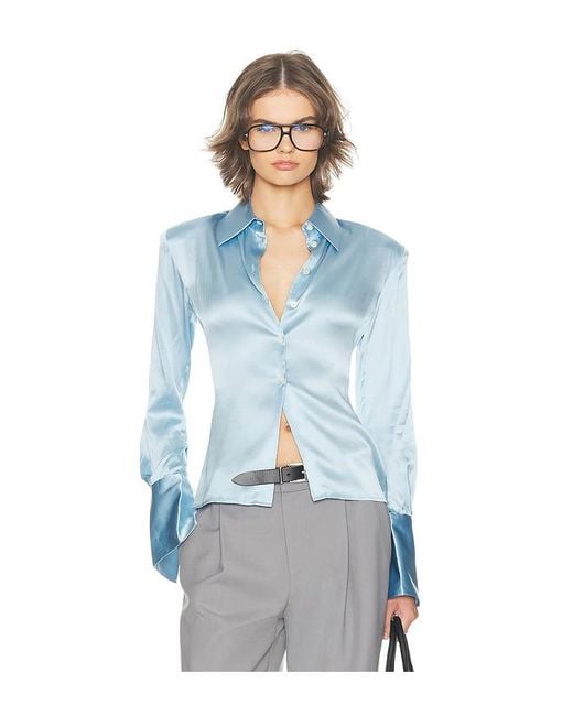 Helsa Blue The Silk Charmeuse Shirt