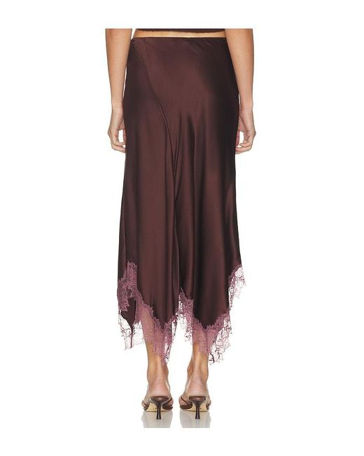 SABLYN Brown Keri Paneled Bias Skirt With Lace