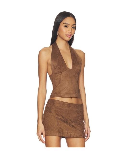 Runaway the Label Brown Kitty V-neck Halter Top