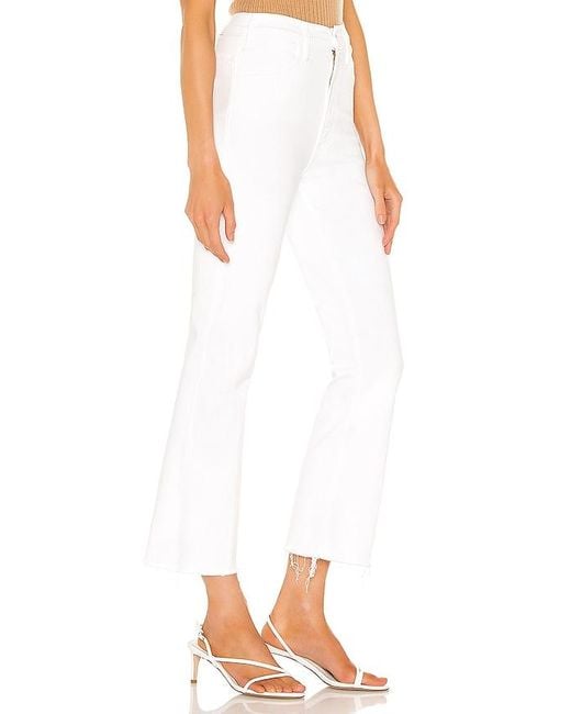 Mother White The Hustler Ankle Fray Jeans
