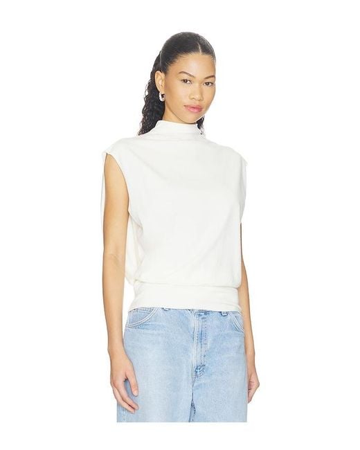 Jonathan Simkhai White Juli Draped Cape Top