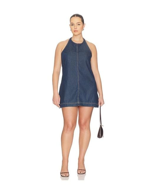 GOOD AMERICAN Blue Denim Halter Shift Dress