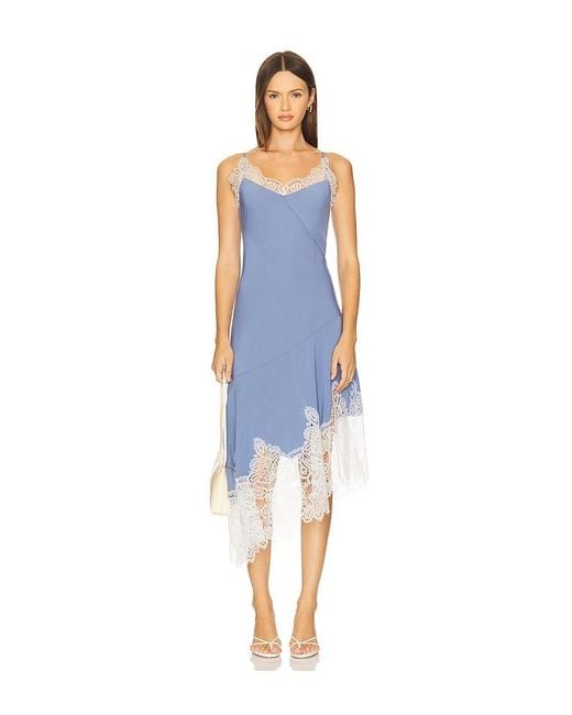Prabal Gurung Blue Bias Flare Hem Midi Dress
