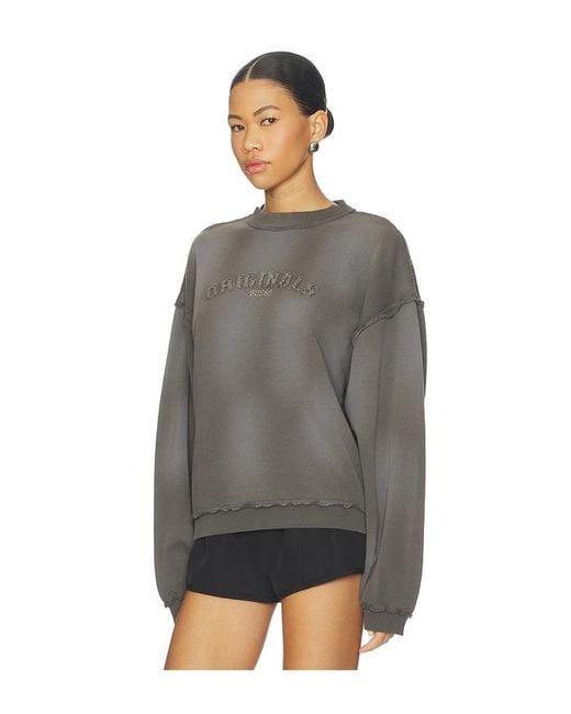 Guess Gray Boxy Crewneck Sweater for men