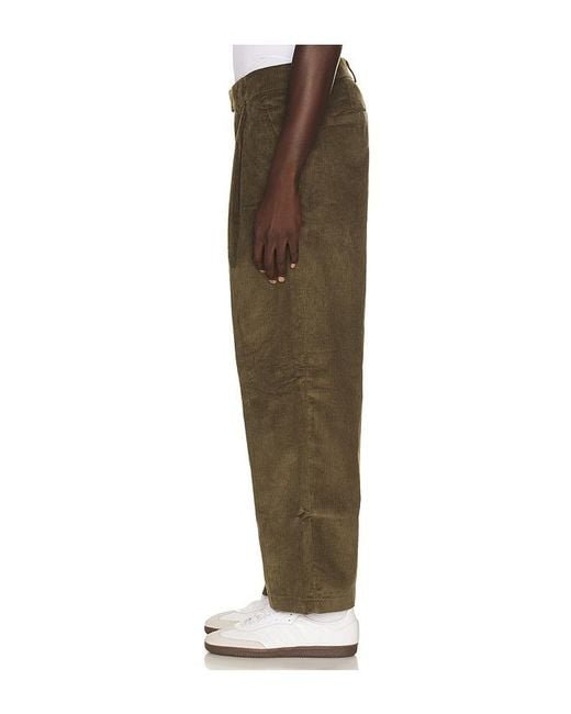 House Of Sunny Green Wide Leg Pleated Cord Trousers for men