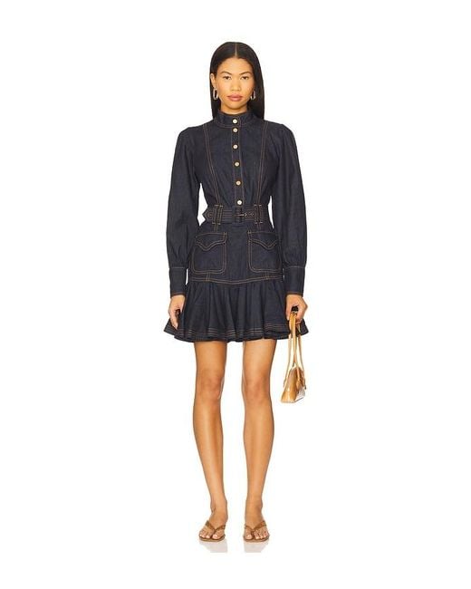 Vestido De Mezclilla Con Vuelo En Color Azul Talla (También En 1/S, 2/M, 3/L) Zimmermann de color Black