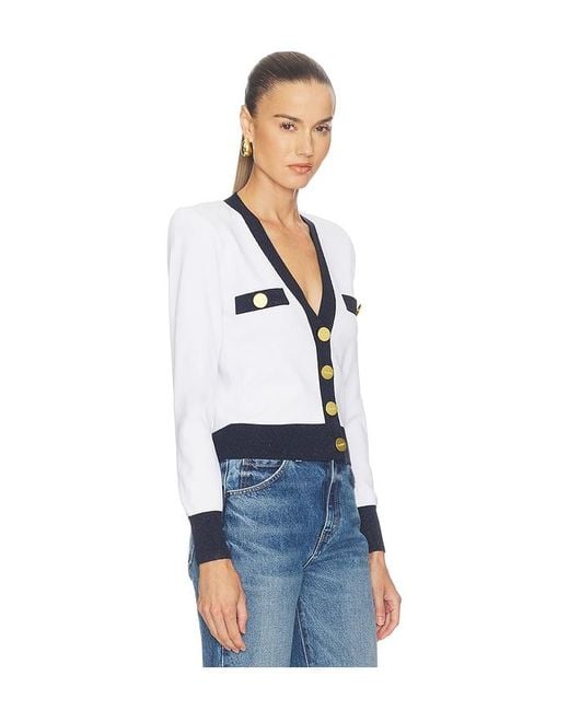 L'Agence White Taya Cropped Cardigan