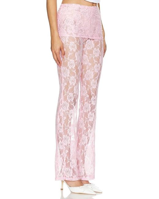 ZEMETA Pink Flower Mesh Skirt Pants