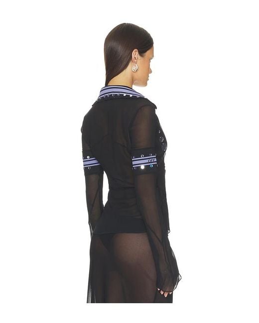 Off-White c/o Virgil Abloh Black Geo Mirror Rib Color Block Shirt
