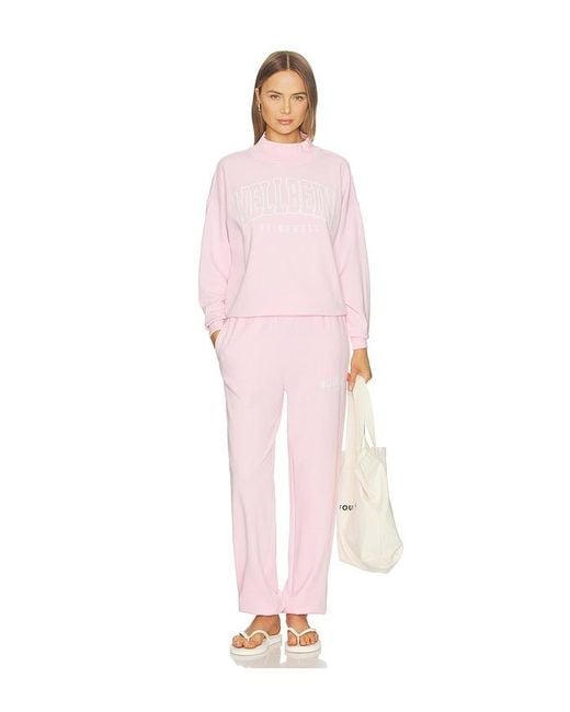WellBeing + BeingWell Pink Shay Oversized Mock Neck Crew