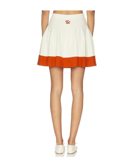 Khalhon Orange Varsity Flare Knit Skirt
