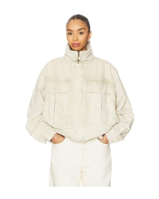One Teaspoon Natural Denim Utility Puffer Jacket