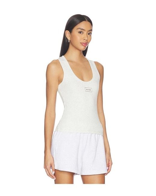 Gold Hinge White Ribbed Cotton Tank Top