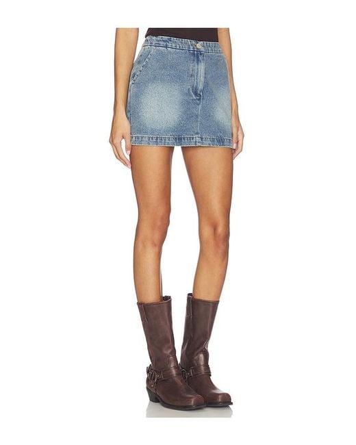 Line & Dot Blue Mottle Mini Skirt