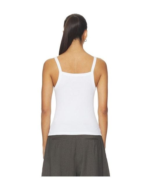 Leset White Nando Square Neck Tank