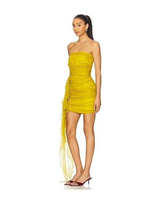 The Sei Yellow Strapless Mini Dress With Ruffle