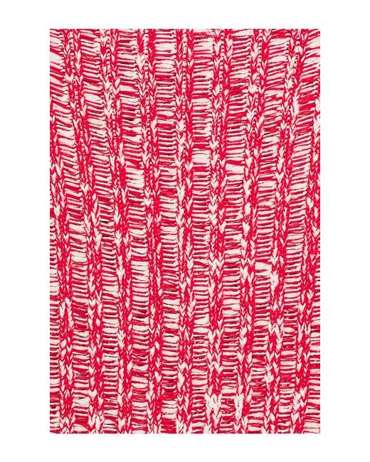 Autumn Cashmere Red Rundhalsoberteil Mit Leitermuster Und Kontrastabschlüssen