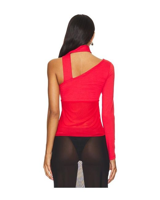 Nii HAI Red Asymmetric Neck Tie Top